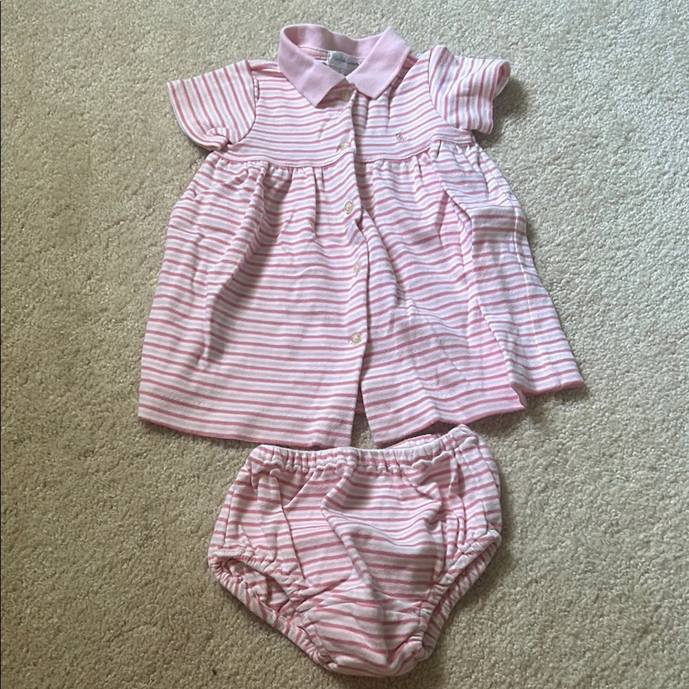 Ralph Lauren Pink Casual Dress with Puff Sleeves
